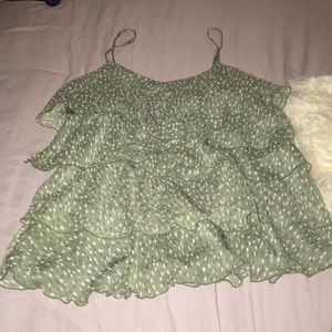 Green and white blouse